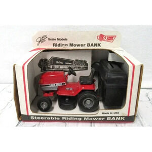 Vintage 1/16 Lawn Chief True Value Hardware Steerable Riding Mower Bank Die Cast